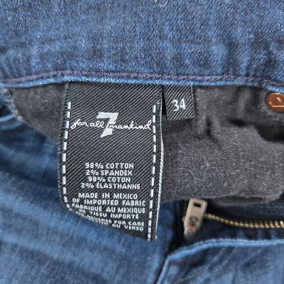 7 For All Mankind Carsen Relaxed Fit Straight Leg Stretch Denim Jeans Size 34 - Picture 3 of 7